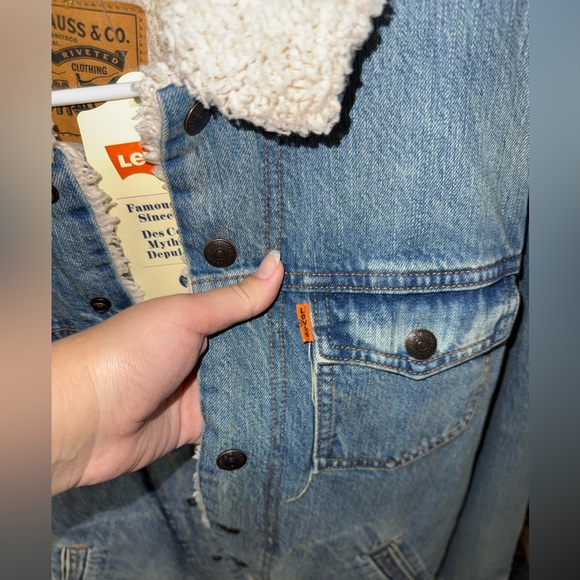 Levi's Light Blue Denim Sherpa Jacket - Picture 2 of 5